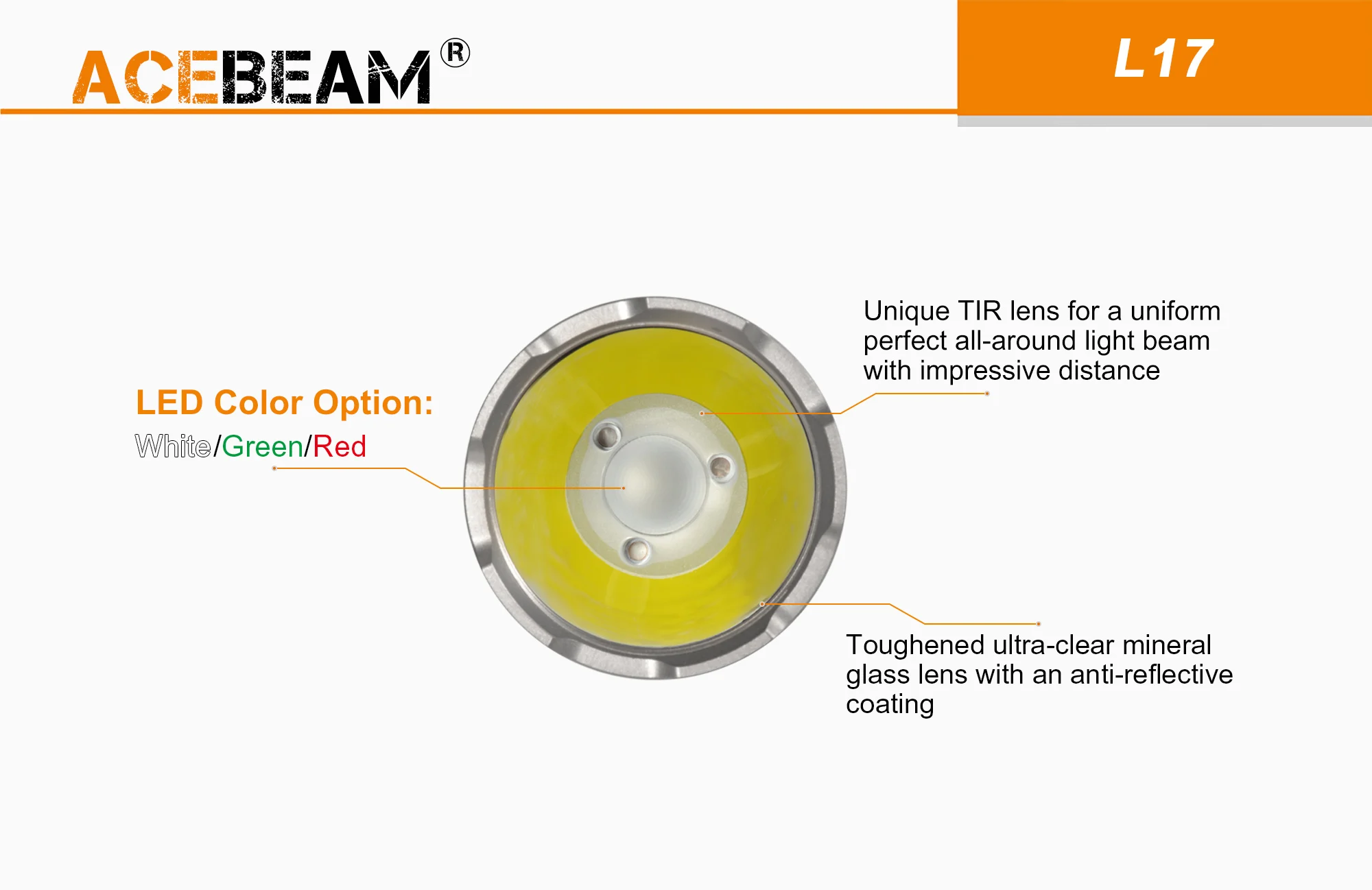 AceBeam L17, 1400 lm - Latarka myśliwska LED, czarna