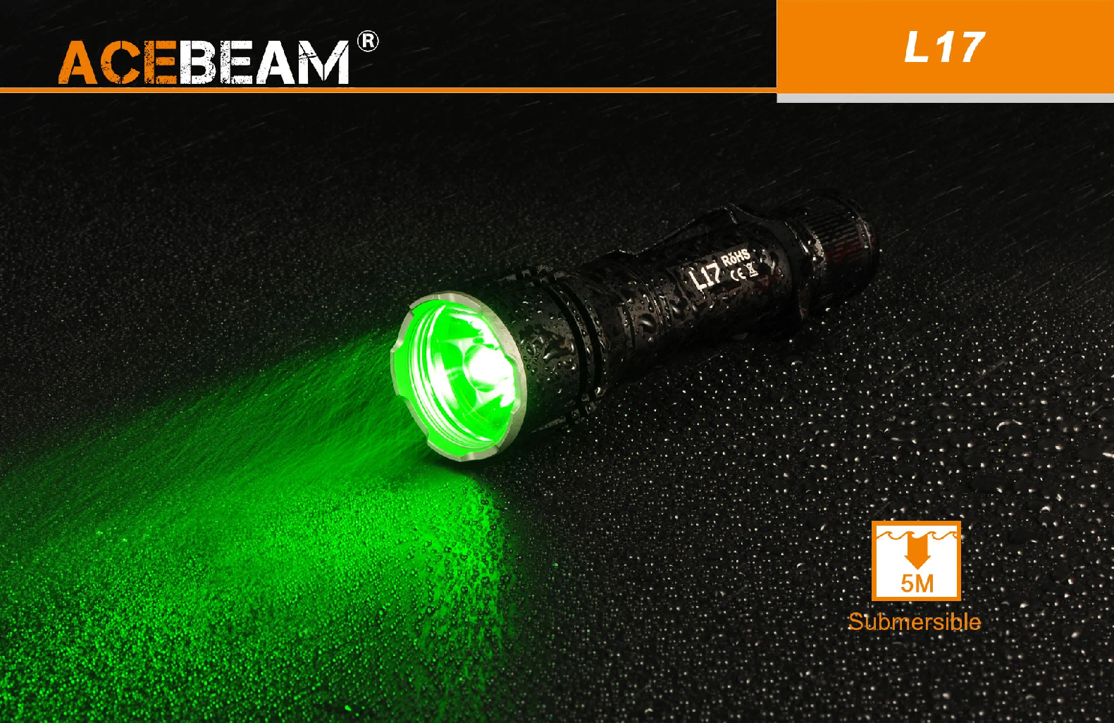 AceBeam L17, 1400 lm - Latarka myśliwska LED, czarna