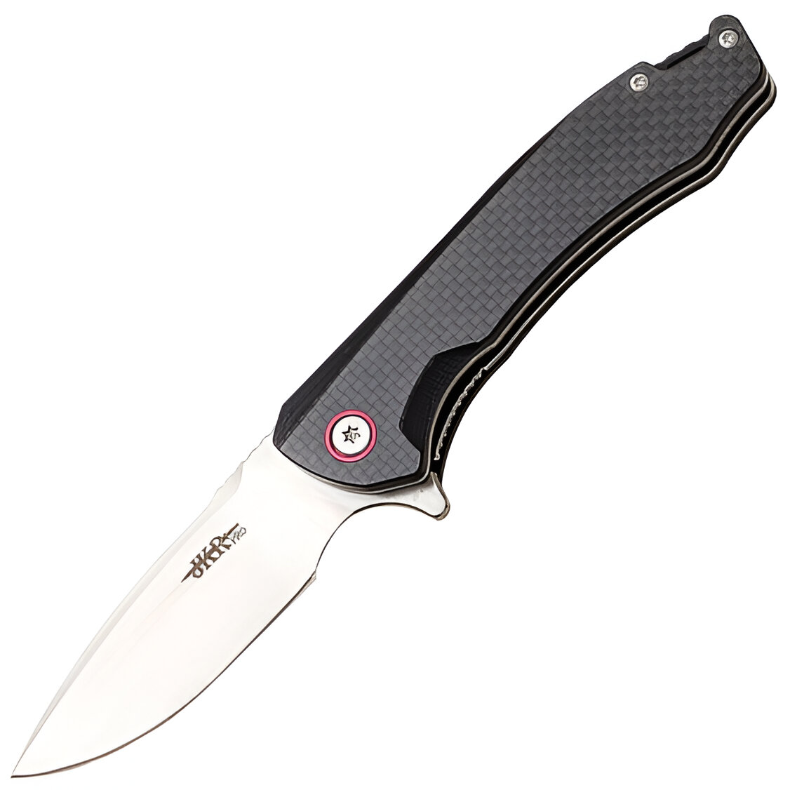 JKR PRO Nóż składany, 8 cm, G10 i carbon, czarny